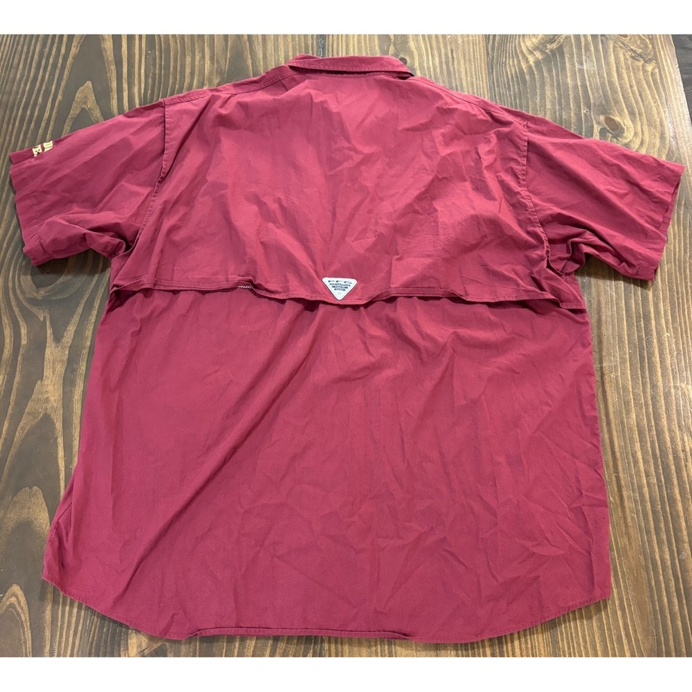 COLUMBIA‎ PFG Fishing Shirt Mens XXL Red Florida State Seminoles Short Sleeve - Picture 3 of 9